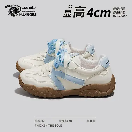 环球鸳鸯系带老爹鞋女2025春秋款百搭轻便舒适厚底运动登山休闲鞋商品大图