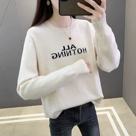 女士毛衣女秋冬季圆领针织衫内搭2023年新款韩版宽松打底衫女上衣图片