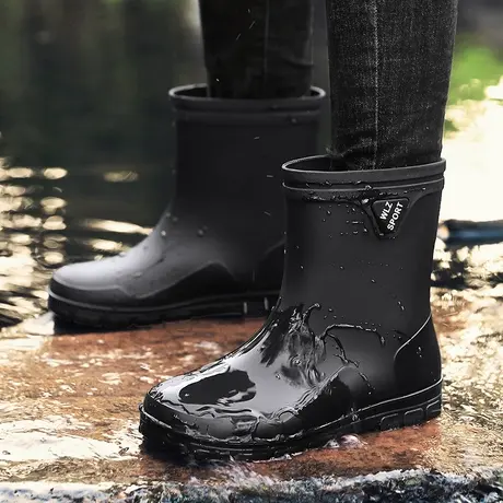2023新款时尚防水高筒雨鞋男防滑耐磨钓鱼水鞋洗车劳保成人雨靴男商品大图