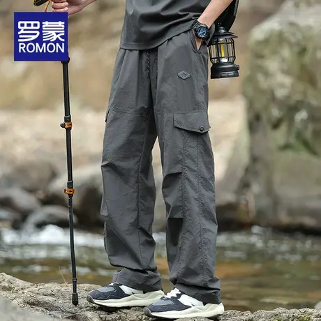 罗蒙男士工装裤夏季薄款宽松直筒2025新款男裤美式潮牌休闲裤男款图片