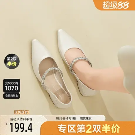 戈美其法式玛丽珍鞋女2025秋季新款粗跟尖头百搭女鞋工作浅口单鞋商品大图