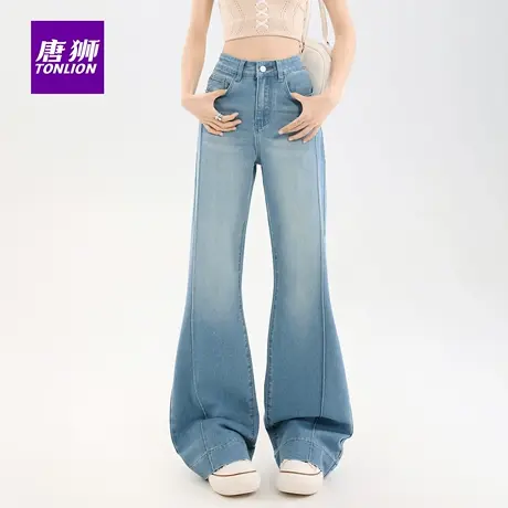 唐狮不贴腿微喇牛仔裤女2025新款高腰阔腿垂感通勤高个子喇叭裤AX图片
