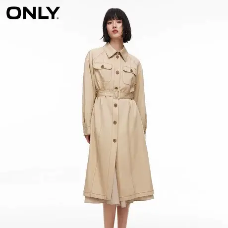 【ONLY奥莱】秋季简约宽松翻领开叉长袖中长款外套女商品大图