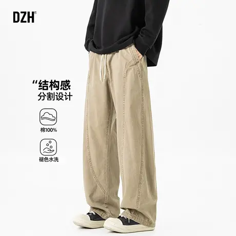 男士卡其色裤子男款纯棉直筒宽松2025新款休闲裤百搭长裤美式复古商品大图