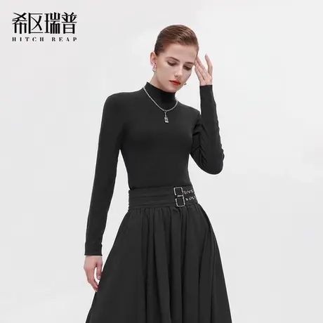 希区瑞普2025年秋季新品女立领羊毛真丝打底衫针织衫长袖多色保暖商品大图
