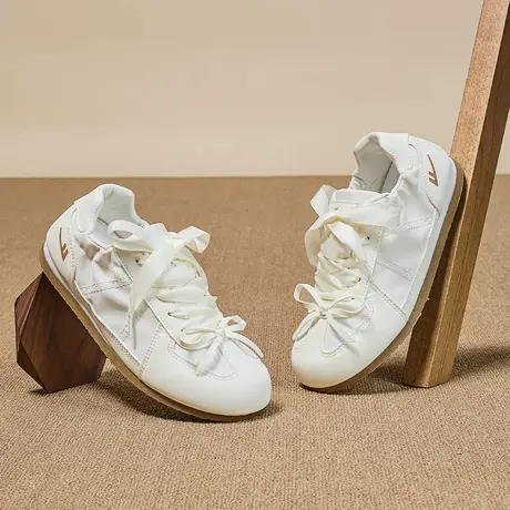 回力女鞋芭蕾风德训鞋春秋季板鞋蝴蝶结轻便软底运动休闲鞋女鞋商品大图
