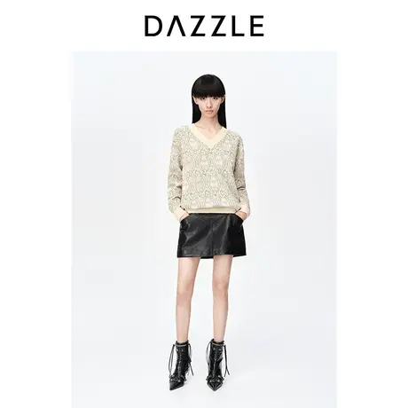 【肌理美学】DAZZLE地素奥莱春装新款复古提花宽松针织衫毛衣图片