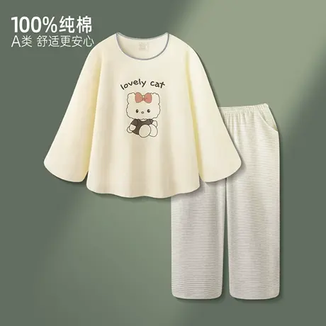 睡衣女秋新款A类纯棉卡通家居服可爱少女长袖可外穿春秋大码套装商品大图