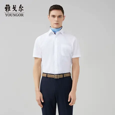 【DP免烫】雅戈尔短袖衬衫夏季新款男士商务休闲棉涤白色百搭衬衣商品大图