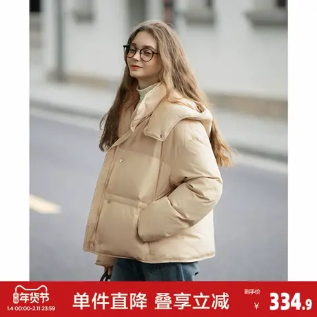 唐狮2026秋冬款羽绒服女士女款外套女连帽短款羽绒服高级感减龄图片