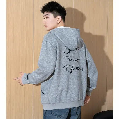 唐狮春季新款男士夹克外套休闲运动宽松纯色连帽短款上衣时尚TMTA商品大图