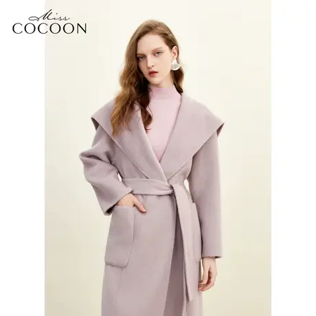 missCOCOON静奢风翻领宽松外套2023冬装新款女H型双面毛呢大衣图片