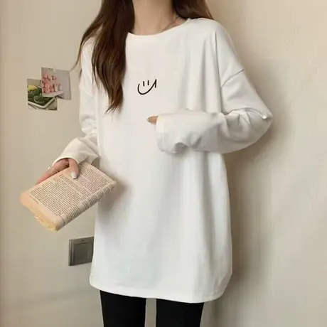 2023新款德绒保暖长袖T恤女秋冬宽松显瘦加厚加绒内搭打底衫上衣商品大图