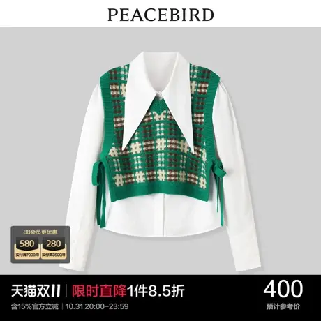 太平鸟年冬季新款两件式格纹衬衫A1CAC4D01图片