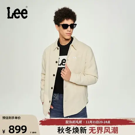Lee商场同款23秋冬新品舒适版浅卡其男毛呢长袖衬衫LMT006275201图片