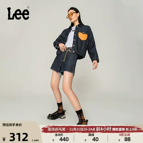 Lee商场同款101+23新品清水洗提花女牛仔短裤潮LWB005293201图片