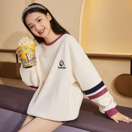 唐狮秋季新款卫衣女韩版加绒宽松上衣圆领oversize设计感YS图片