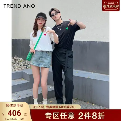 TRENDIANO官方2023年新款春夏季休闲直筒西裤男士修身长裤时尚图片