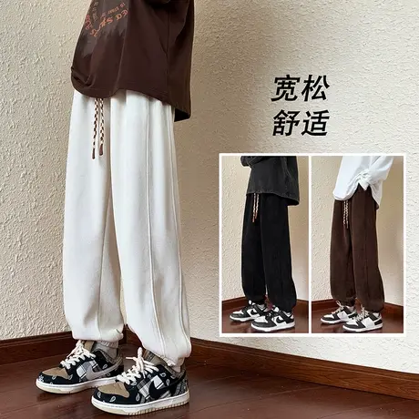 束脚卫裤男ins韩版潮流宽松运动裤子春秋季高街纯色百搭休闲长裤商品大图