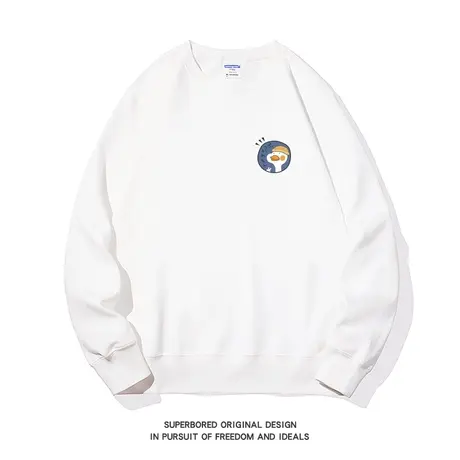 圆领卫衣男女春秋款2023新款潮牌小鸭子印花宽松情侣装套头上衣商品大图