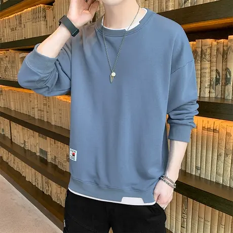 长袖T恤男士春秋冬季加绒卫衣潮流韩版青少年高中初中学生打底衫商品大图