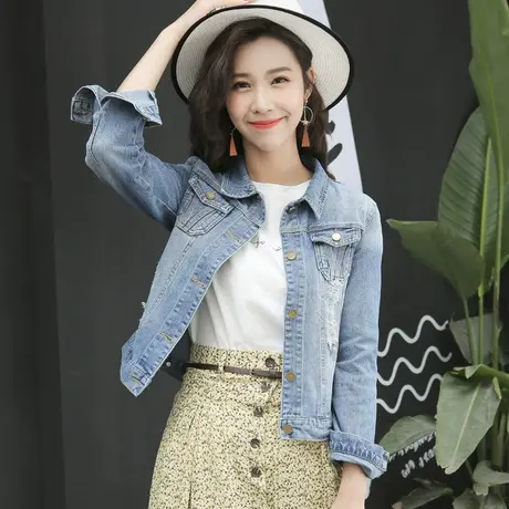 牛仔外套女春秋短款大码新款韩版修身显瘦学生长袖牛仔服上衣潮-2商品大图