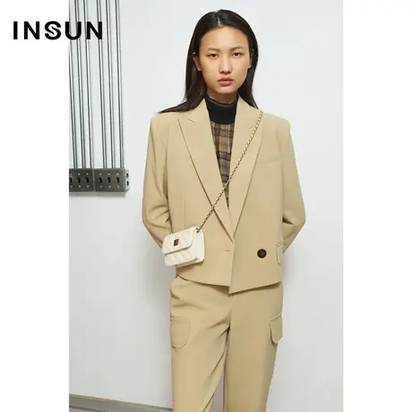 INSUN恩裳秋季OL一粒扣短款西装外套商品大图