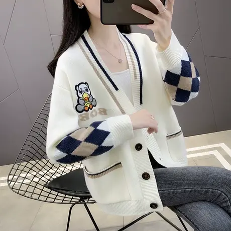 毛衣开衫女装外套2023年春款外套新款拼接外搭针织外搭加厚上衣服图片