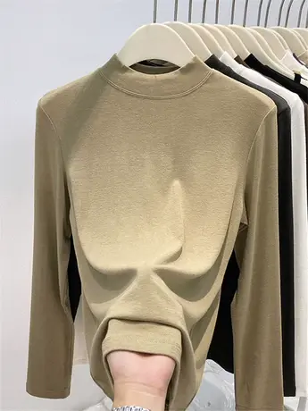 超柔软糯半高领修身弹力打底衫女秋冬2023新款羊绒小立领内搭春秋商品大图