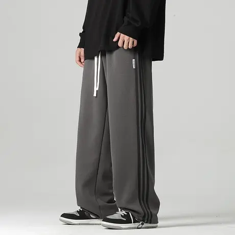 运动卫裤男士抽绳束脚宽松紧腰休闲裤子阔腿拖地春秋款秋冬季春季商品大图