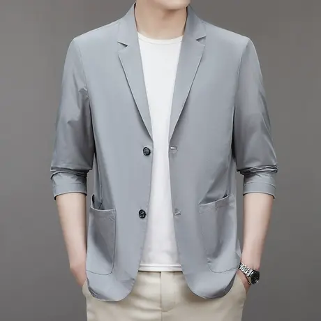 男士冰丝西服2023夏季休闲西服超薄小西装轻薄单西男装防晒衣外套商品大图