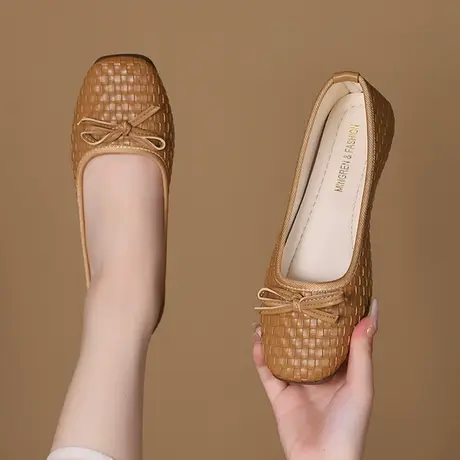 单鞋女平底2023秋季透气女鞋豆豆鞋法式薄款软底仙女奶奶鞋晚晚鞋图片