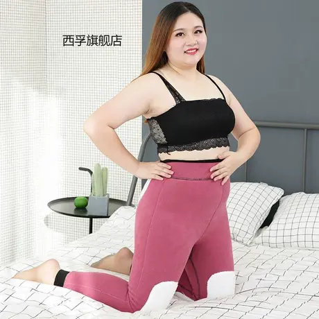 新款冬季加肥加大胖MM200斤护腰护膝保暖不倒绒打底裤女图片