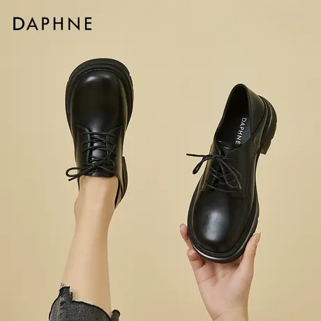 达芙妮黑皮鞋女职业工作舒适软底超软通勤平底职场夏季单鞋配正装商品大图