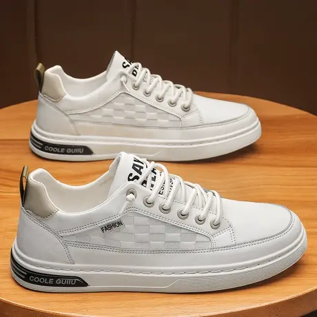 春夏季男鞋潮流休闲小白鞋男士软底一脚蹬平板鞋工作防水防滑潮鞋商品大图