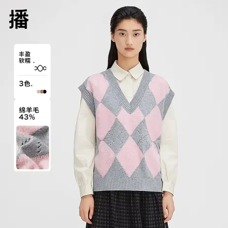 【聚划算直播】播宽肩松弛洒脱针织马甲DDQ4MD5701图片