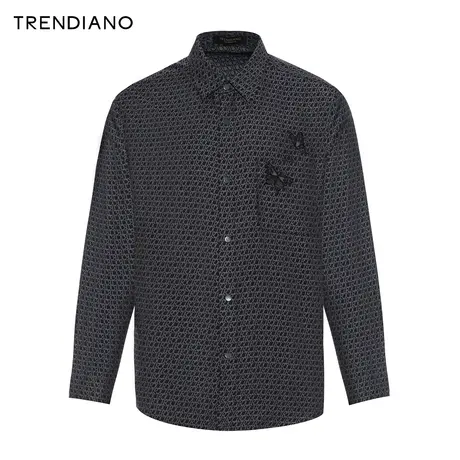 TRENDIANO经典系列桑蚕丝老花衬衫2024年春季新款蝴蝶刺绣提花商品大图