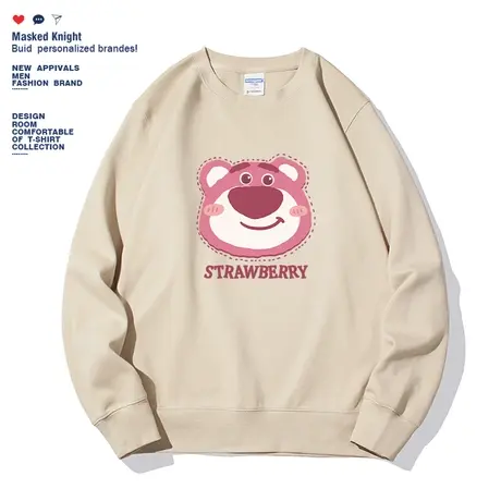 秋季新款学院风卡通印花卫衣男潮牌圆领长袖套头宽松百搭休闲上衣图片