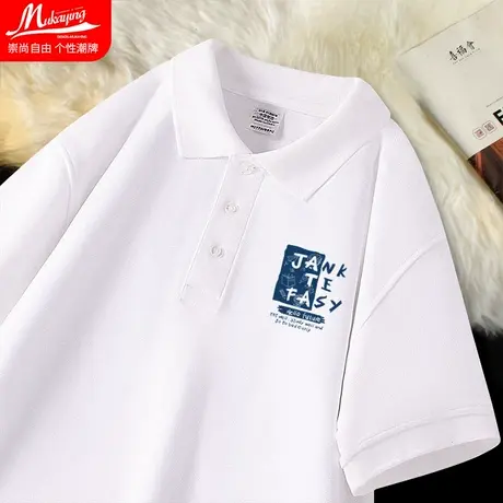 男士Polo衫翻领短袖t恤男夏季休闲商务半袖重磅英伦潮流美式上衣商品大图