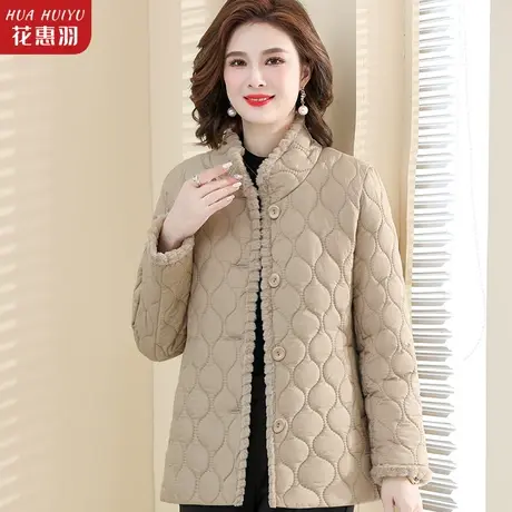 妈妈冬装棉衣时尚短款加厚外套新款中年人女秋冬洋气轻薄羽绒棉服图片