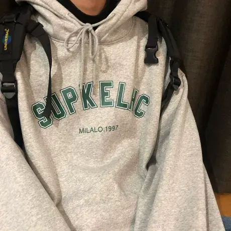 2023新款冬季连帽卫衣女加绒加厚ins潮流港风宽松百搭上衣外套女商品大图