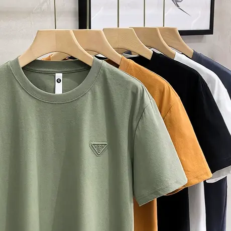 短袖T恤男夏季潮流宽松简约印花白色打底衫ins潮牌男装休闲上衣服商品大图