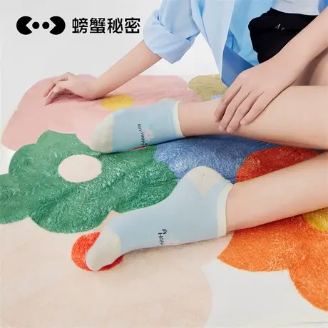 螃蟹秘密袜子女短袜中筒潮网红款防臭可爱浅口运动女士船袜短筒袜图片