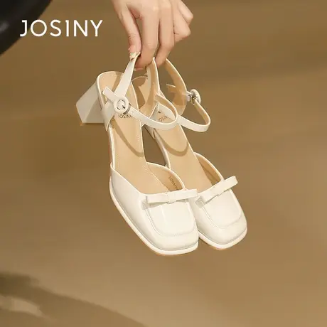 Josiny/卓诗尼高跟鞋2023夏季新款包头凉鞋一字带配裙子仙女单鞋商品大图