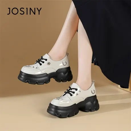 Josiny/卓诗尼百搭单鞋女2024新款春季厚底舒适英伦风乐福鞋女鞋商品大图