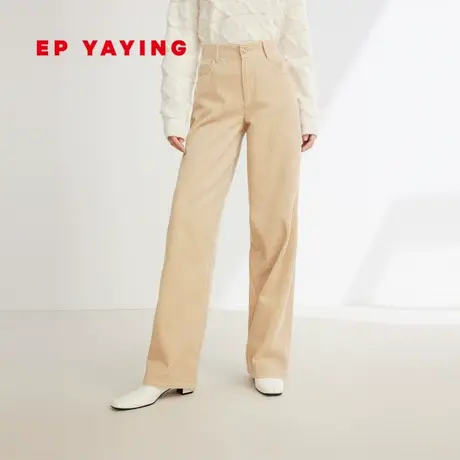 EP YAYING雅莹女装 气质高腰宽松灯芯绒直筒裤 秋冬商场同款6447A图片
