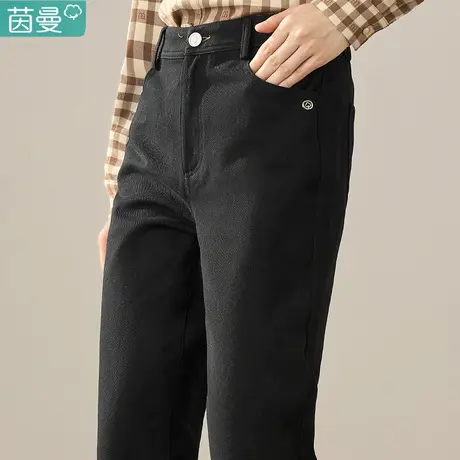 茵曼黑色九分裤女休闲裤秋季2023新款女装高腰显瘦裤子直筒裤女裤图片