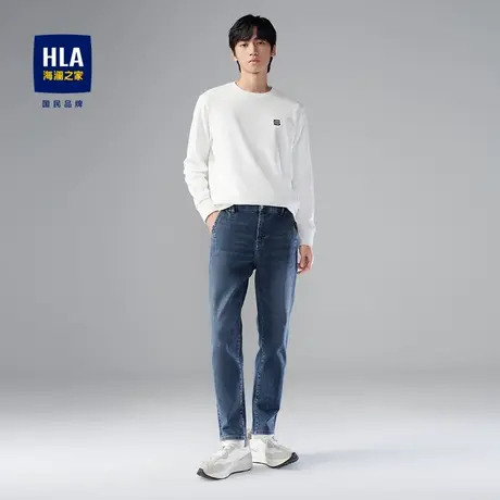 HLA/海澜之家SPRINTING SMILE中腰宽松牛仔裤23秋新窄脚裤子男图片