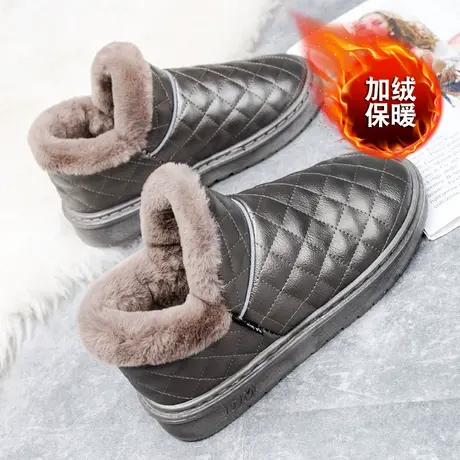 东北雪地靴男鞋春秋加绒加厚保暖大棉鞋皮毛一体防水羽绒面包棉靴商品大图