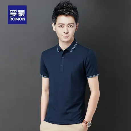 罗蒙男士冰丝短袖Polo衫夏季薄款商务休闲带翻领帅气男装衣服T恤商品大图